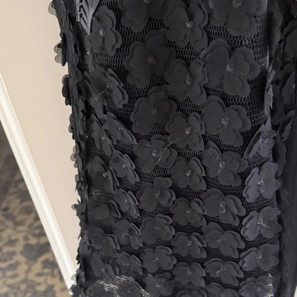 Byron Lars 10 Black Laser Cut Coat with Floral Interior - Picture 5 of 8